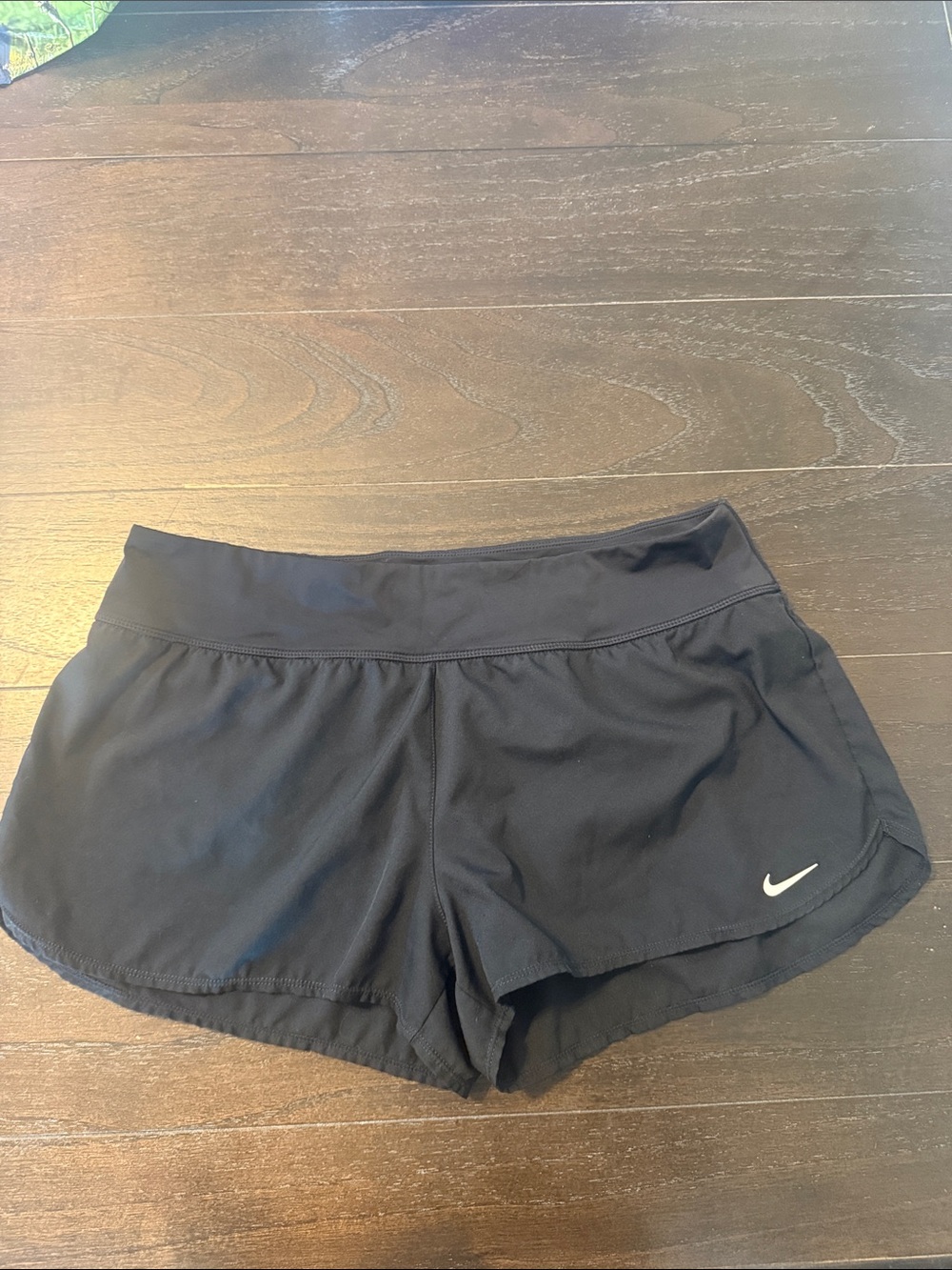 Nike Black Women's Athletic Running Shorts with White Swoosh